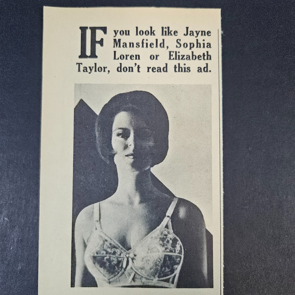 1964 B'Nature Bra Vintage Print Ad Bigger Firmer‎ Rounder More Youthful Bosom